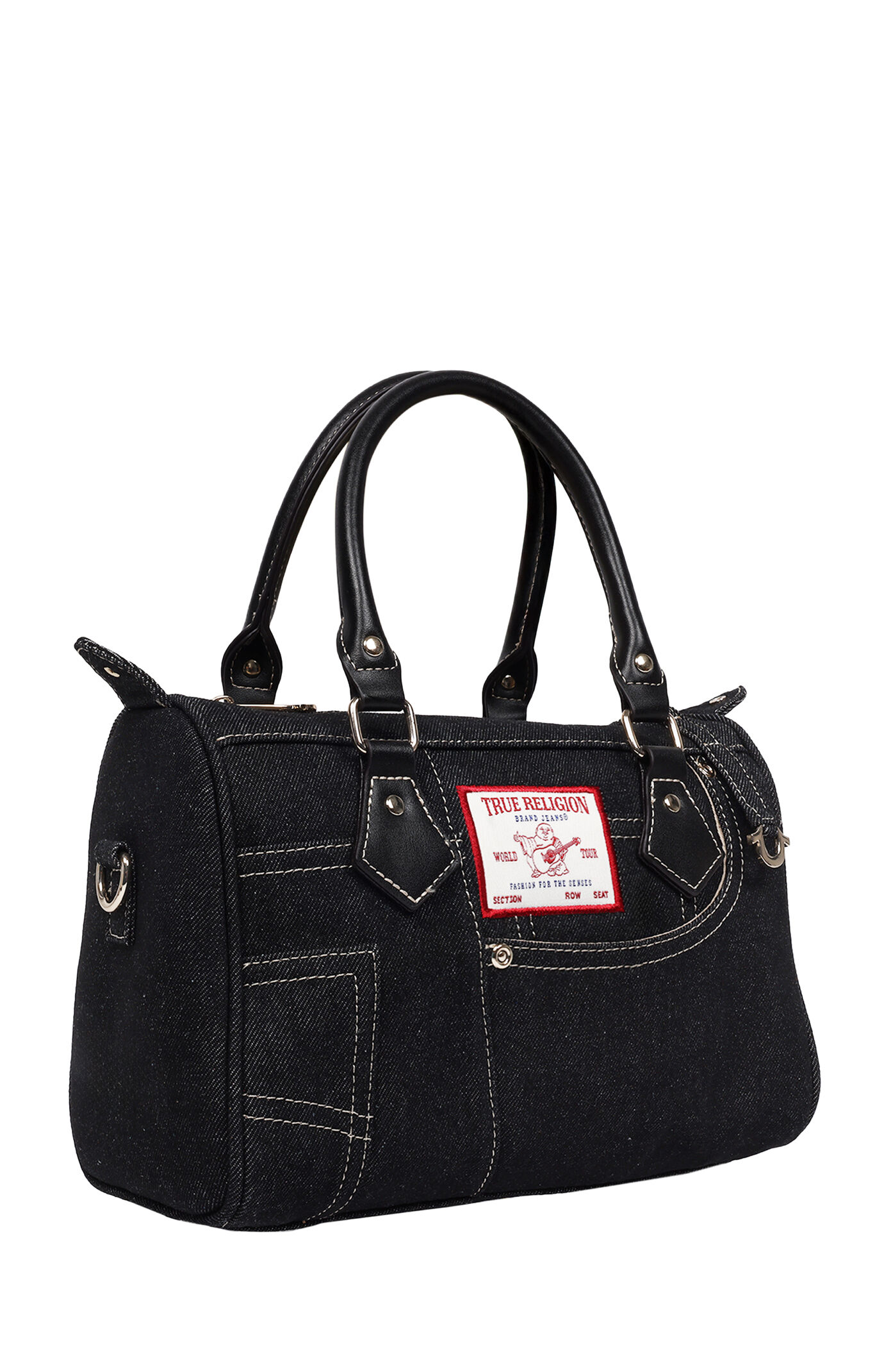True Religion Black Denim Heritage Satchel Bag