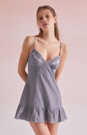 Gemma Striped Embroidered Mini Dress image number 4