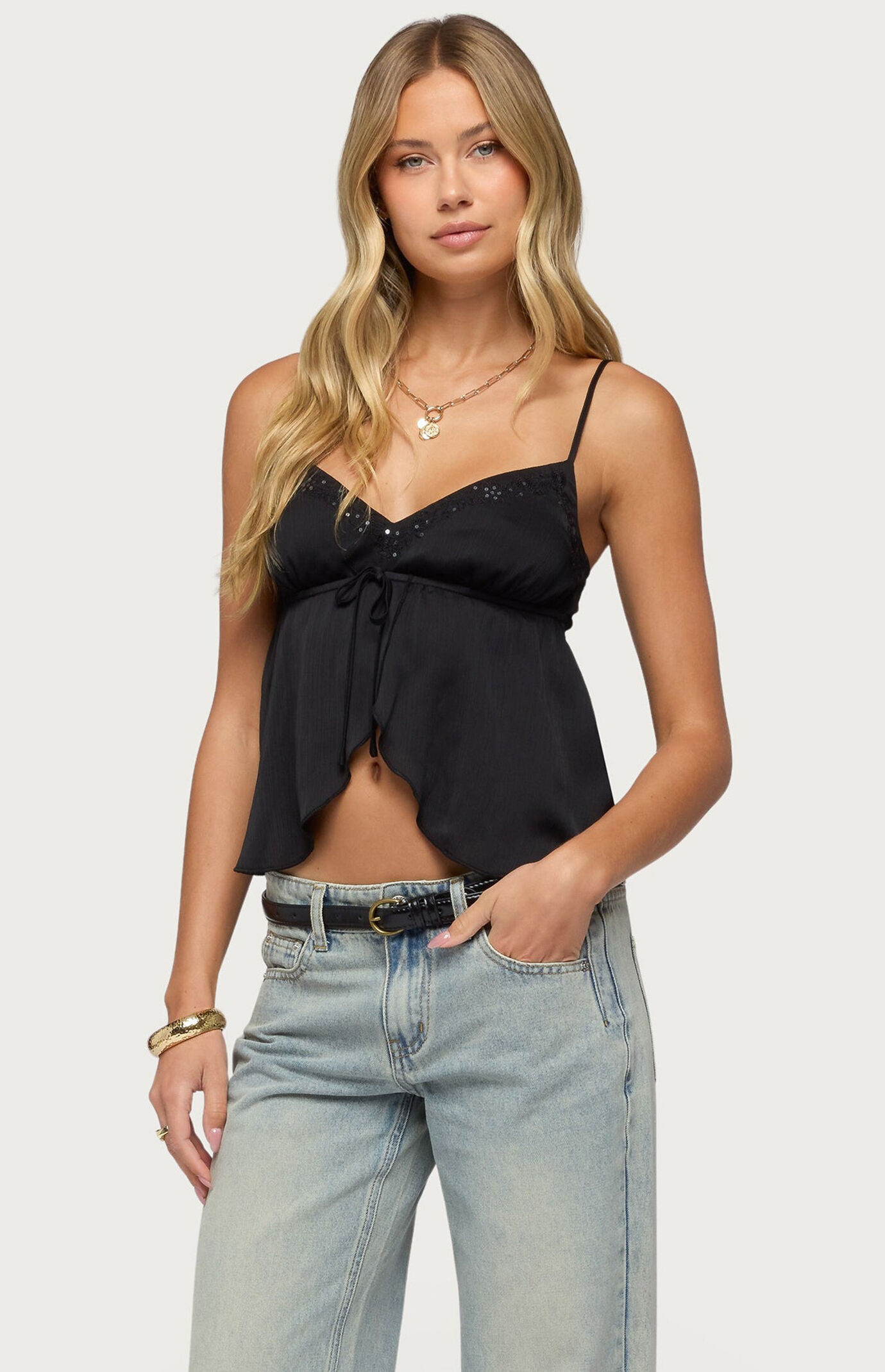 Edikted Liby Split Front Babydoll Top