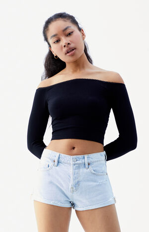 Light Indigo Ripped Button Fly '70s Cutoff Micro Denim Shorts image number 1