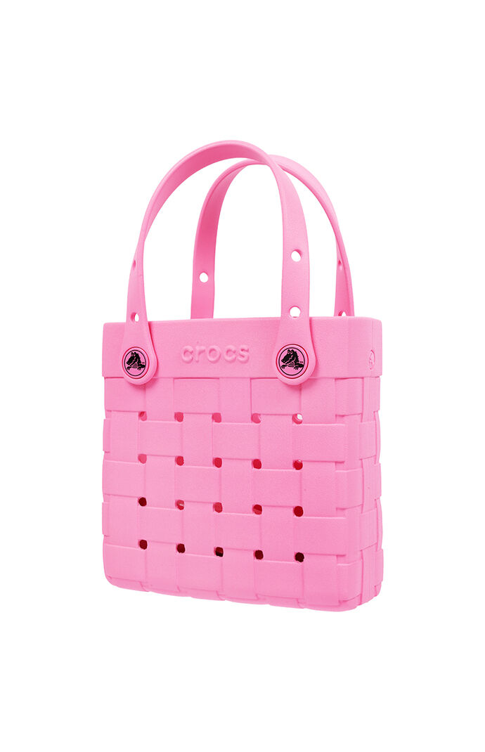 Crocs Pink Small Woven Crossbody Tote Bag