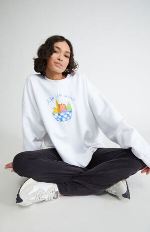 Life Is Sweet Crew Neck Oversized Sweatshirt image number 1