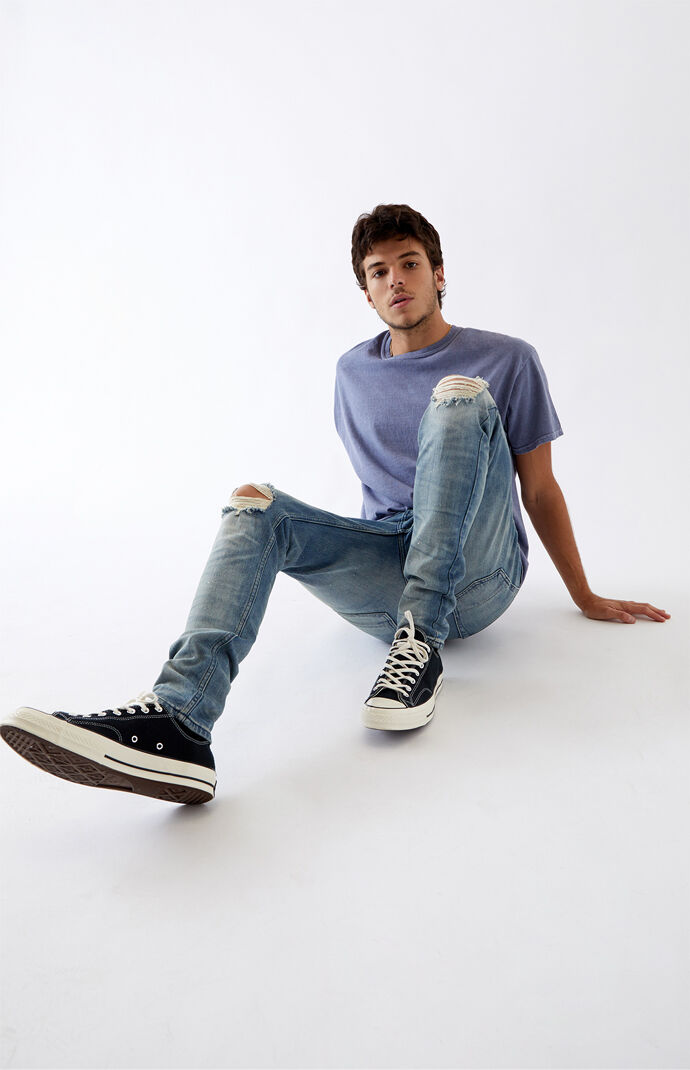 mens paint splatter skinny jeans