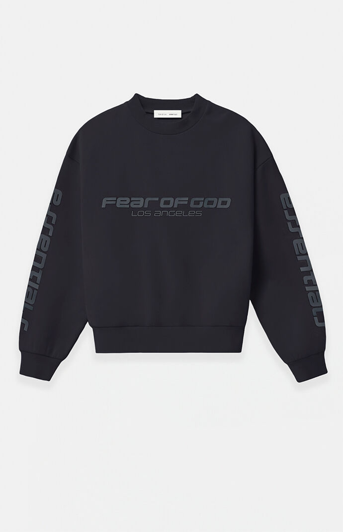 Fear of God ESSENTIALS Vintage Black Crew Neck Cropped Relaxed Sweatshirt
