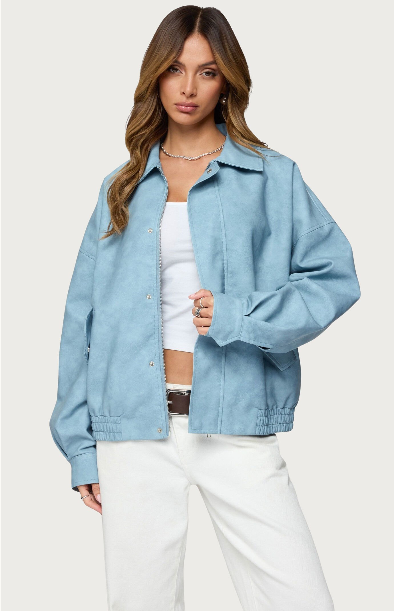 Edikted Oversized Washed Faux Leather Jacket