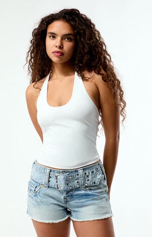 Joey Wide Belt Low Rise Cutoff Jean Shorts image number 3