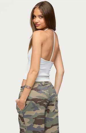 Kristene Ribbed Halter Top image number 3