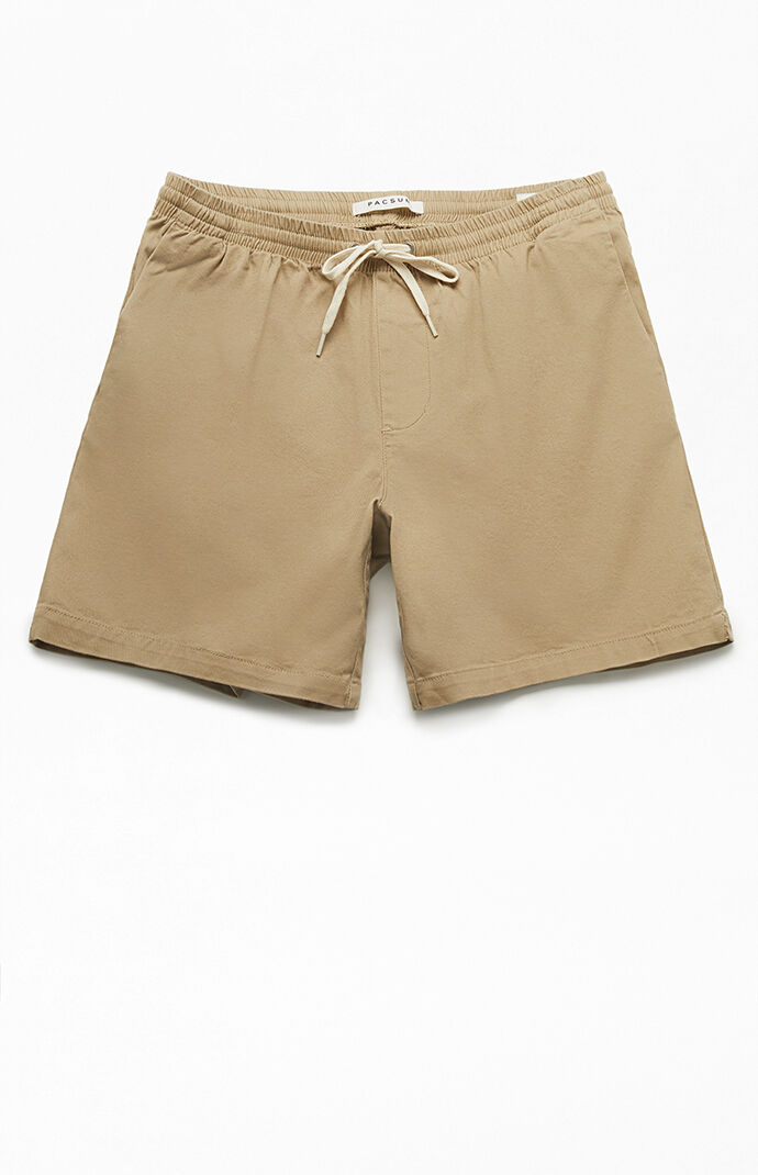Khaki Stretch Twill Volley Shorts