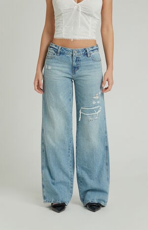 Casey Low Rise Baggy Jeans Ripped Indigo image number 1