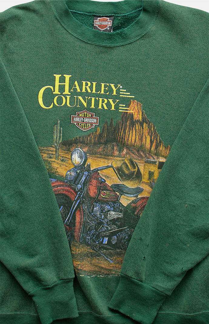 PS VINTAGE '90s Green Harley Davidson Crew Neck Sweatshirt