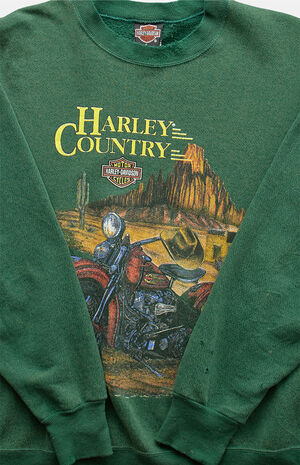'90s Green Harley Davidson Crew Neck Sweatshirt image number 3