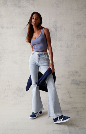 Light Blue Mid Rise Bootcut Jeans image number 1