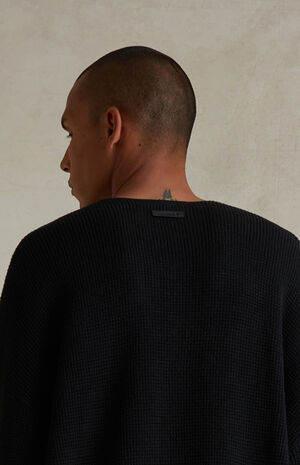 Jet Black Waffle Knit Long Sleeve T-Shirt image number 5