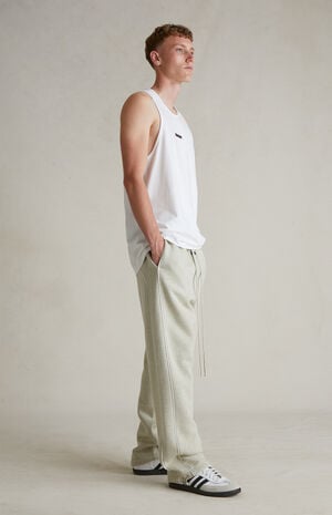Heather Stone & Cloud White Relaxed Fleece Sweatpants image number 2