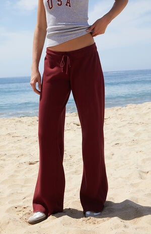 Burgundy Hilary Soft Flare Yoga Pants image number 1
