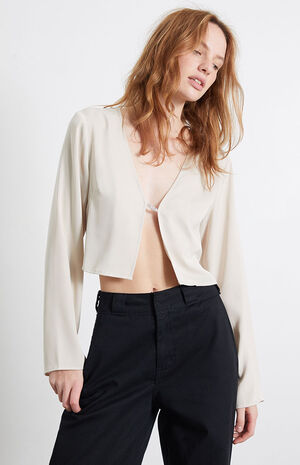 Sparkle Long Sleeve Satin Top image number 1