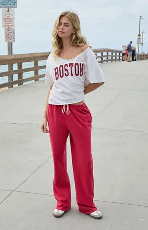 Red Autumn Tie Baggy Sweatpants image number 1