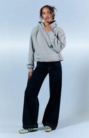 Casey Low Rise Baggy Jeans Contrast Stitch Rinse Denim image number 2
