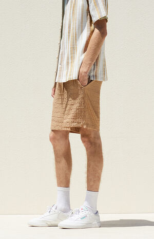 Brown Textured Shorts image number 4