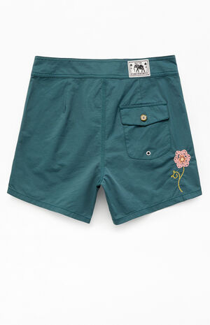 Slate Blue Heritage Flower 7" Boardshorts image number 2