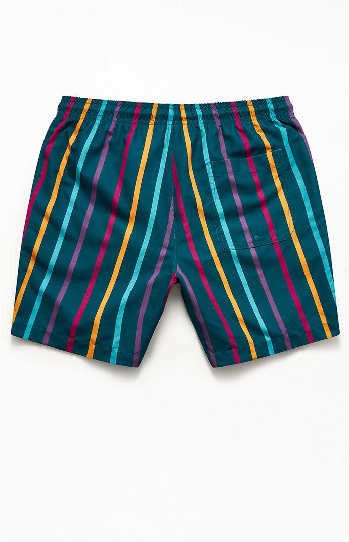 Multicolor Vertical Striped 17" Swim Trunks