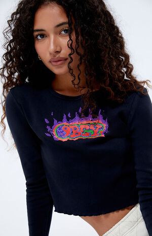 Flaming Graffiti Long Sleeve T-Shirt image number 1