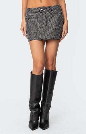 Glitz Rhinestone Denim Mini Skirt image number 2