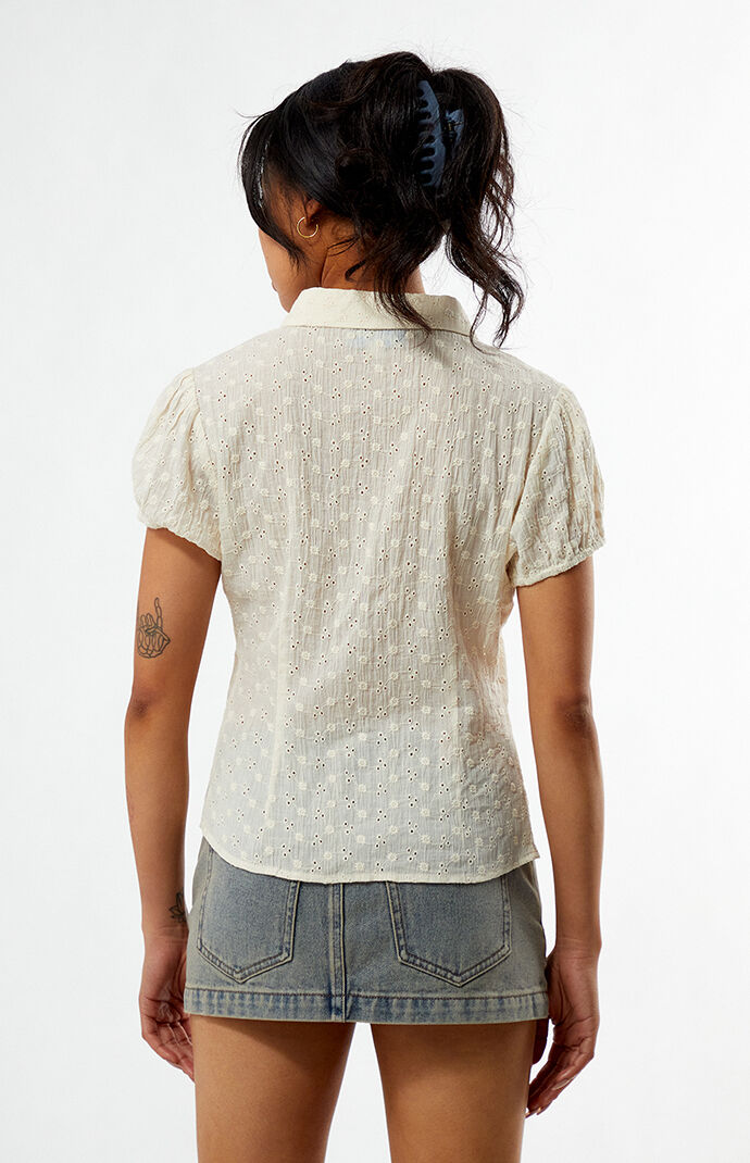 Your Favorite Magnolia Eyelet Short Sleeve Button Shirt