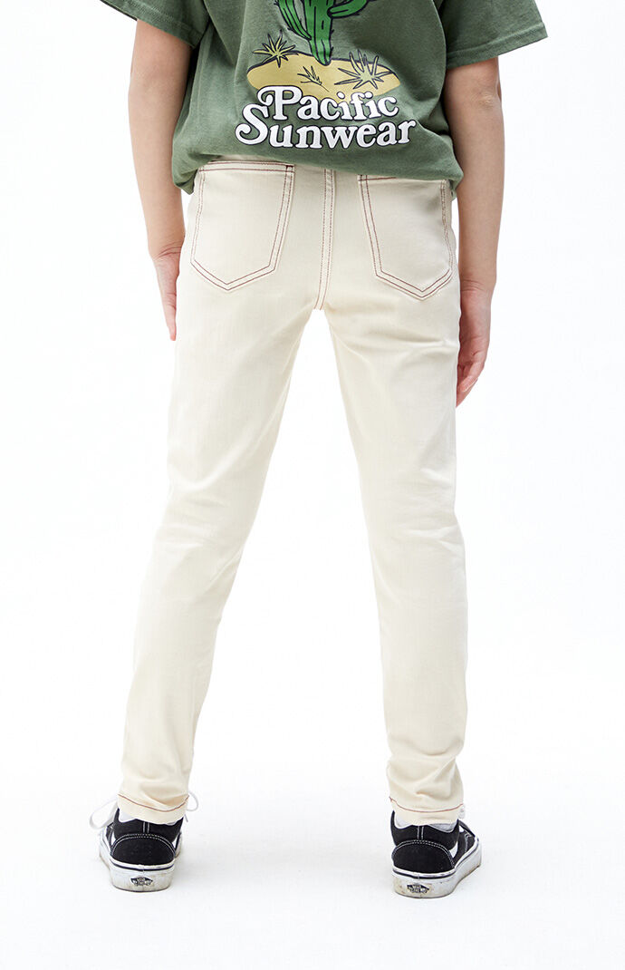 PacSun Kids Off White Pull On Skinny Jeans PacSun