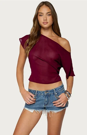 Noria Sheer Chiffon Off Shoulder Top image number 1
