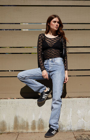 Black Lace Long Sleeve Top image number 4