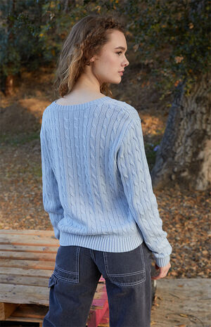 Light Blue Leigh Cable Knit Sweater image number 3