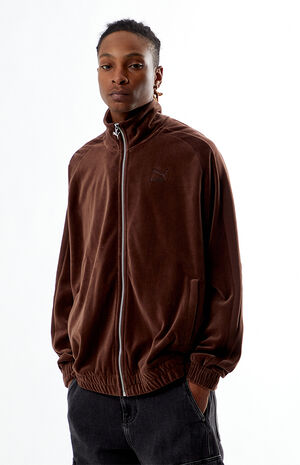 Brown Velour T7 Track Jacket image number 1