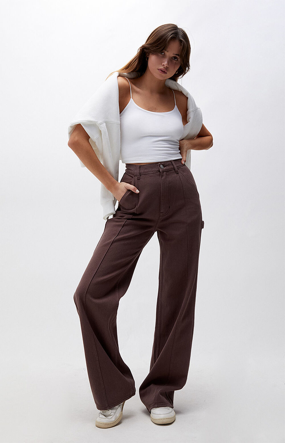 PacSun Brown Ultra High Waisted Fitted Flare Pants PacSun