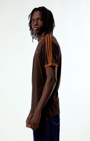 Brown Three Stripes Ringer T-Shirt image number 3
