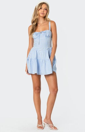 Basil Cupped Gingham Mini Dress image number 3