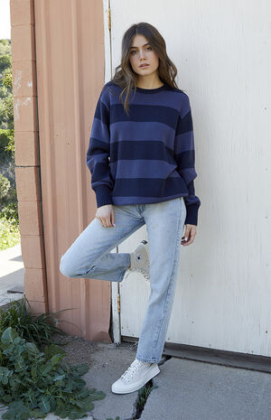 Dark Gray Striped Brianna Sweater image number 4
