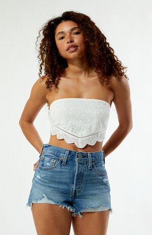 Medium Indigo 501 Original Ripped Denim Shorts image number 2