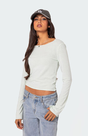Maddison Pointelle Long Sleeve T Shirt image number 3