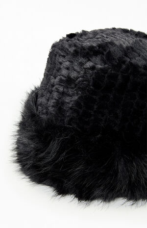 Textured Faux Fur Bucket Hat image number 2