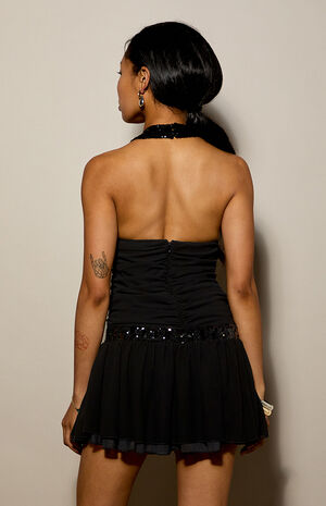 Emily Sequin Halter Mini Dress image number 4