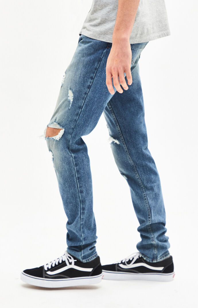 pacsun light ripped stacked skinny jeans