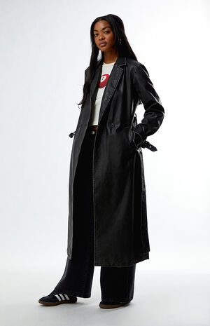 Soft Faux Leather Trench Coat image number 1