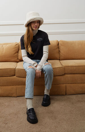 Light Indigo Ripped Straight Leg Jeans image number 1