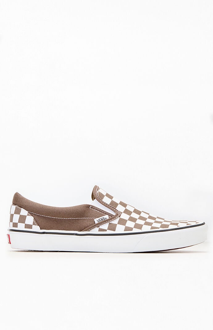 Vans Khaki Checkerboard Slip-On Shoes
