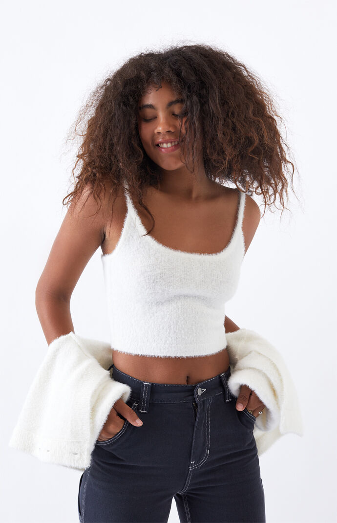 Kendall Kylie Fuzzy Sweater Tank Top PacSun
