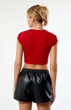Faux Leather Track Shorts image number 4