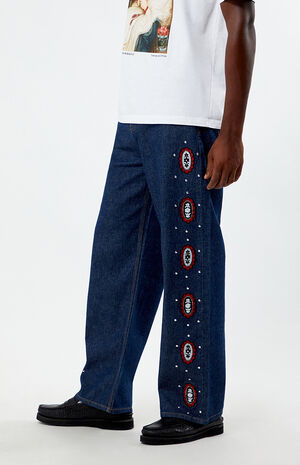 x PacSun Alsatian Studded Baggy Jeans image number 4