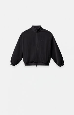 Kids Vintage Black Classic Fit  Velour Track Jacket image number 1