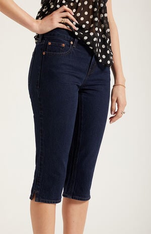 Capri Denim Shorts Stretch Dark Blue image number 5